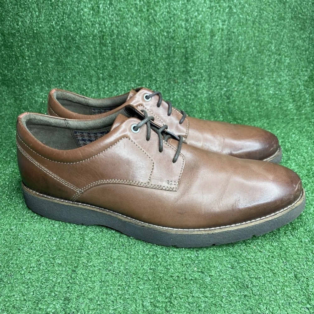 Clarks Mens Folcroft‎ Plain Brown Lace Up Comfort Walking Oxford Shoes Size 12